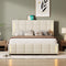 Full Size Upholstered Bed with Hydraulic Storage System and LED Light, Beige - Supfirm
