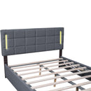 Full Size Upholstered Bed with Hydraulic Storage System and LED Light, Gray - Supfirm