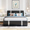 Full Size Upholstered Faux Leather Platform bed with a Hydraulic Storage System, Black - Supfirm
