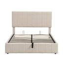 Full size Upholstered Platform bed with a Hydraulic Storage System - Beige - Supfirm