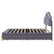 Full Size Upholstered Platform Bed with LED Lights and 4 Drawers, Stylish Irregular Metal Bed Legs Design, Gray - Supfirm