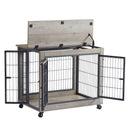 Furniture Dog Cage Crate with Double Doors on Casters. Grey, 31.50'' W x 22.05'' D x 24.8'' H. - Supfirm