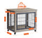 Furniture Dog Cage Crate with Double Doors on Casters. Grey, 31.50'' W x 22.05'' D x 24.8'' H. - Supfirm