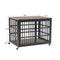 Furniture style dog crate wrought iron frame door with side openings, Grey, 38.4''W x 27.7''D x 30.2''H. - Supfirm