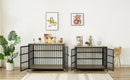 Furniture style dog crate wrought iron frame door with side openings, Grey, 43.3''W x 29.9''D x 33.5''H. - Supfirm