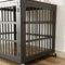Furniture style dog crate wrought iron frame door with side openings, Rustic Brown, 38.4''W x 27.7''D x 30.2''H. - Supfirm