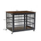 Furniture style dog crate wrought iron frame door with side openings, Rustic Brown, 38.4''W x 27.7''D x 30.2''H. - Supfirm