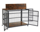 Furniture style dog crate wrought iron frame door with side openings, Rustic Brown, 43.3''W x 29.9''D x 33.5''H. - Supfirm
