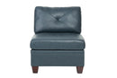 Genuine Leather Ink Blue Tufted 6pc Modular Sofa Set 2x Corner Wedge 3x Armless Chair 1x Ottoman Living Room Furniture Sofa Couch - Supfirm