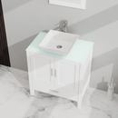 Goodyo 30" Bathroom Vanity and Sink Combo Glass Top Cabinet w/Mirror, White - Supfirm