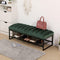 Green Velvet Channel Tufted Ottoman Bench Accent Upholstered Bendroom End of Bed Bench with Storage Shelf (Green) - Supfirm