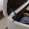 Grey Storage Ottoman Bench for End of Bed Gold Legs, Modern Grey Faux Fur Entryway Bench Upholstered Padded with Storage for Living Room Bedroom - Supfirm