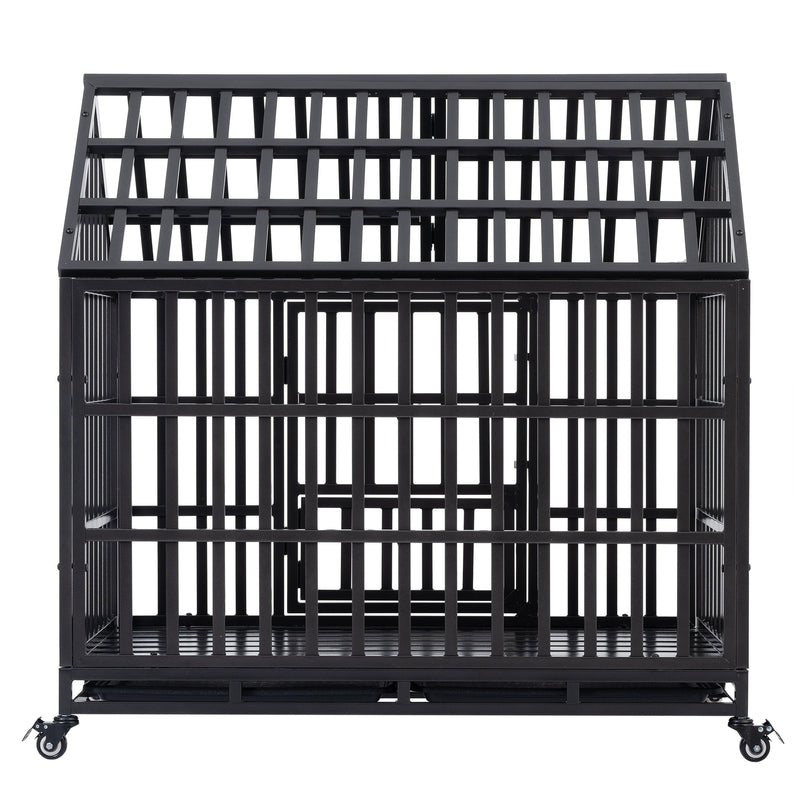Heavy Duty Dog Cage pet Crate with Roof - Supfirm