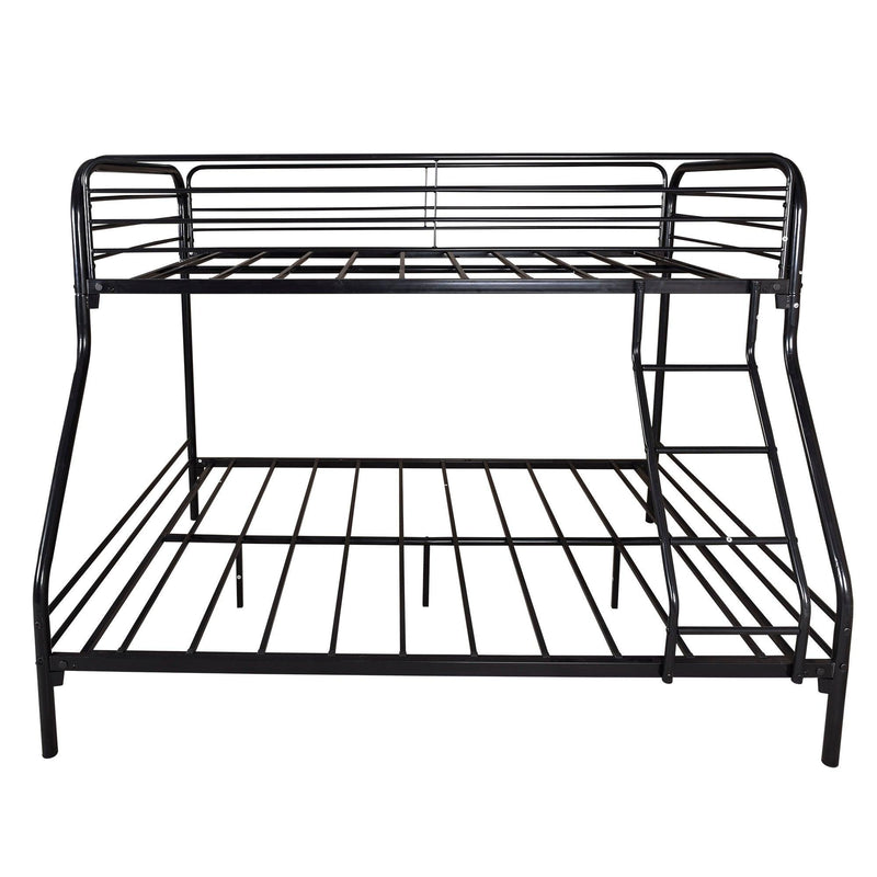 Heavy Duty Twin-Over-Full Metal Bunk Bed, Easy Assembly with Enhanced Upper-Level Guardrail, Black - Supfirm