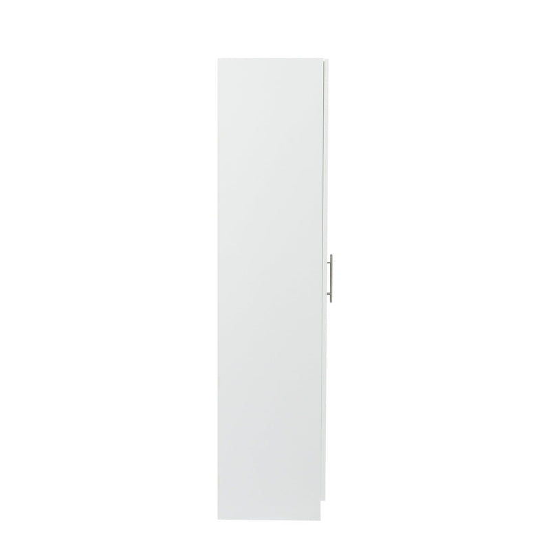 High wardrobe cabinet with 2 doors and 3 partitions to separate 4 storage spaces, White - Supfirm