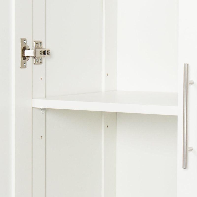 High wardrobe cabinet with 2 doors and 3 partitions to separate 4 storage spaces,white - Supfirm