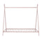 House Bed Tent Bed Frame Twin Size Metal Floor Play House Bed with Slat for Kids Girls Boys , No Box Spring Needed Pink - Supfirm