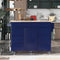 K&K Store Kitchen Cart with Rubber Wood Countertop , Kitchen Island has 8 Handle-Free Drawers Including a Flatware Organizer and 5 Wheels for Kitchen Dinning Room, Dark Blue - Supfirm