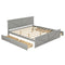 King Size Wooden Platform Bed with Four Storage Drawers and Support Legs, Gray - Supfirm
