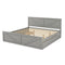 King Size Wooden Platform Bed with Four Storage Drawers and Support Legs, Gray - Supfirm