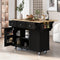 Kitchen Cart with Rubber wood Drop-Leaf Countertop ,Cabinet door internal storage racks,Kitchen Island on 5 Wheels with Storage Cabinet and 3 Drawers for Dinning Room, Black - Supfirm