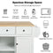 Kitchen Cart with Rubber wood Drop-Leaf Countertop ,Cabinet door internal storage racks,Kitchen Island on 5 Wheels with Storage Cabinet and 3 Drawers for Dinning Room,White - Supfirm