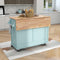 Kitchen Cart with Rubber wood Drop-Leaf Countertop, Concealed sliding barn door adjustable height,Kitchen Island on 4 Wheels with Storage Cabinet and 2 Drawers,L52.2xW30.5xH36.6 inch, Mint Green - Supfirm