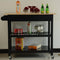 Kitchen Island & Kitchen Cart, Mobile Kitchen Island with Two Lockable Wheels, Rubber Wood Top, Black Color Design Makes It Perspective Impact During Party. - Supfirm