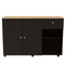 Kitchen Island Cart Victoria, Four Interior Shelves, Six Carters, One Drawer, Double Door Cabinet -Black - Supfirm