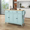Kitchen Island Cart with 4 Door Cabinet and Two Drawers and 2 Locking Wheels - Solid Wood Top, Adjustable Shelves, Spice & Towel Rack(Mint Green) - Supfirm