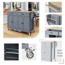 Kitchen Island Cart with Solid Wood Top and Locking Wheels,54.3 Inch Width,4 Door Cabinet and Two Drawers,Spice Rack, Towel Rack (Grey Blue) - Supfirm