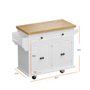 Kitchen Island Cart with Two Storage Cabinets and Two Locking Wheels,43.31 Inch Width,4 Door Cabinet and Two Drawers,Spice Rack, Towel Rack(White) - Supfirm