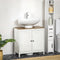 kleankin Modern Bathroom Sink Cabinet, Floor Standing Under Sink Cabinet, Freestanding Storage Cupboard with Adjustable Shelf, Double Doors, Antique White - Supfirm