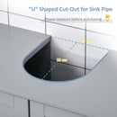kleankin Pedestal Sink Storage Cabinet, Vanity Base Cabinet, Under Sink Bathroom Cabinet with U-shape Cut-Out and Adjustable Internal Shelf, Gray - Supfirm