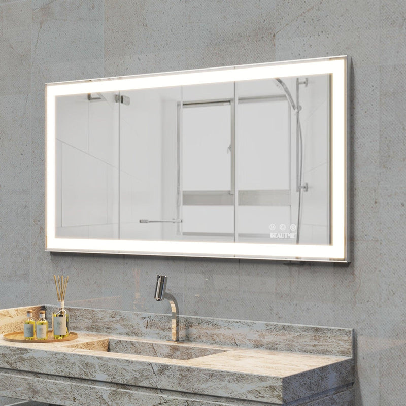 Supfirm LED Bathroom Vanity Mirror Wall Mounted Adjustable White/Warm/Natural Lights Anti-Fog Touch Switch with Memory Modern Smart Large Bathroom Mirrors - Supfirm