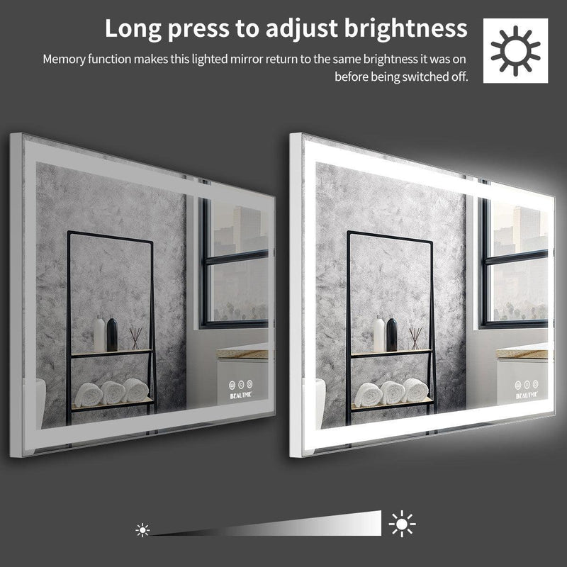 Supfirm LED Bathroom Vanity Mirror Wall Mounted Adjustable White/Warm/Natural Lights Anti-Fog Touch Switch with Memory Modern Smart Large Bathroom Mirrors - Supfirm