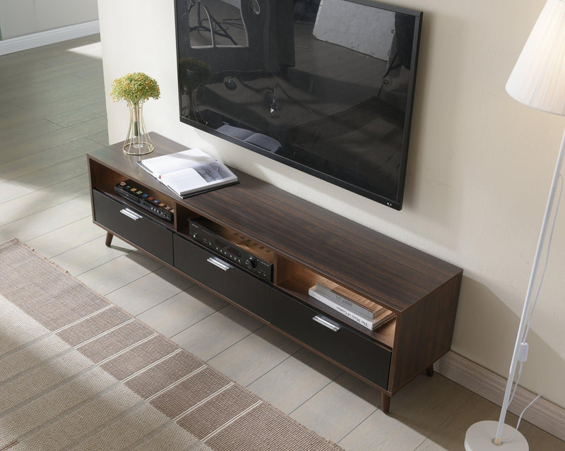 LED TV Stand LED Entertainment Center with Storage Modern LED Media Console Tables LED TV Cabinet for Living Room Bedroom and Office Walnut - Supfirm
