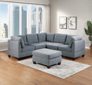 Living Room Furniture Corner Wedge Grey Linen Like Fabric 1pc Cushion Wedge Sofa Wooden Legs - Supfirm