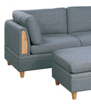Living Room Furniture Corner Wedge Steel Color Dorris Fabric 1pc Cushion Wedge Sofa Wooden Legs - Supfirm