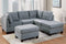 Living Room Furniture Tufted Corner Wedge Grey Linen Like Fabric 1pc Cushion Nail heads Wedge Sofa Wooden Legs - Supfirm