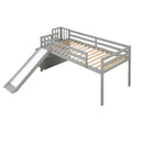 Loft Bed with Staircase, Storage, Slide, Twin size, Full-length Safety Guardrails, No Box Spring Needed, Grey (Old Sku:W504S00005) - Supfirm
