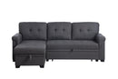 Lucca Dark Gray Linen Reversible Sleeper Sectional Sofa with Storage Chaise - Supfirm