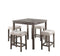 Lucian Brown 5 Piece Counter Height 36" Pub Table Set with Tufted Creamy White Linen Stools - Supfirm