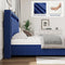 Luxury Gas Lift Storage Bed with RF LED Lights, Storage Headboard ,King Size ,Velvet Blue - Supfirm