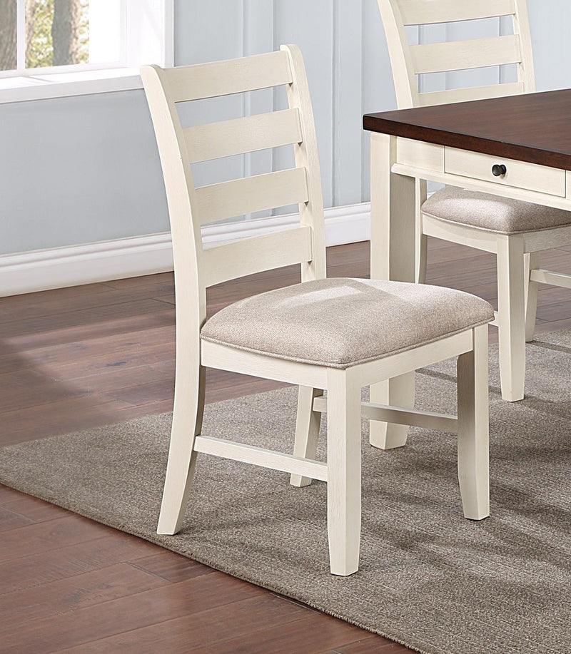 Luxury Look Dining Room Furniture 6pc Dining Set Dining Table w Drawers 4x Side Chairs 1x Bench White Rubberwood Walnut Acacia Veneer Ladder Back Chair - Supfirm