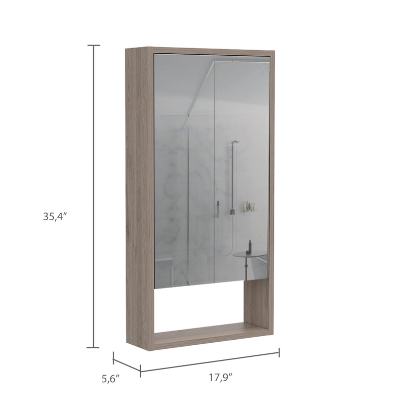 Supfirm Mariana Medicine Cabinet, One External Shelf, Single Door Mirror Two Internal Shelves -Light Gray - Supfirm