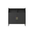 Metal Buffet Sideboard Cabinet with Storage,Storage Cabinet Modern Sideboard Buffet Table with Doors for Living Room Kitchen Dining Room,Black - Supfirm