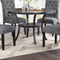 Modern Classic Dining Room Furniture Natural Wood Round Dining Table 4x Side Chairs Charcoal Fabric Tufted Roll Back Top Chair Nail heads Trim Storage Shelve 5pc Dining Set - Supfirm
