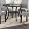 Modern Classic Dining Room Furniture Natural Wooden Round Dining Table 4x Side Chairs Gray Fabric Nail heads Trim and Storage Shelve 5pc Dining Set - Supfirm
