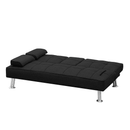 Modern Convertible Folding Futon Sofa Bed with2 Cup holders , Fabric Loveseat Sofa Bed with Removable Armrests and Metal Legs . - Supfirm